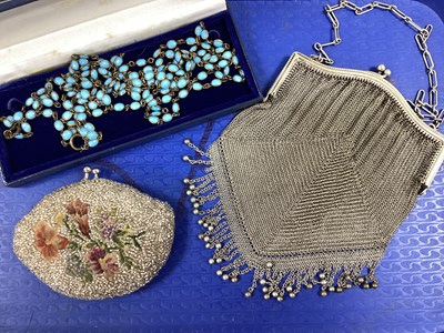 Lot 28 - A Vintage Metal Chainmail Purse, with beaded...