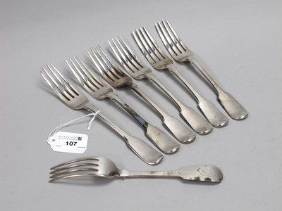 Lot 107 - A Set of Six Hallmarked Silver Fiddle Pattern...