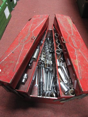 Lot 1148 - Tools: spanners, socket set, etc, in metal...