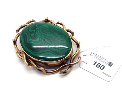 Lot 160 - A Large Victorian Malachite Oval Panel Brooch,...