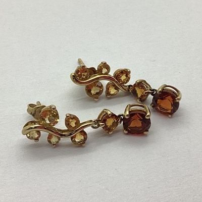 Lot 292 - A Pair of 9ct Gold Stone Set Earrings, of...