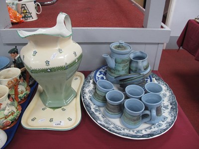 Lot 1332 - Whieldon Wash Jug, tray and pin tray, Warwick...