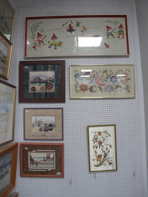 Lot 1524 - Felt and Needlework Picture of Elves, 40.5 x...