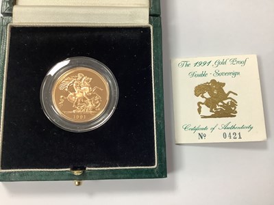 Lot 587 - 1991 Royal Mint Gold Proof Double Sovereign,...