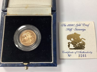 Lot 551 - 1990 Royal Mint Gold Proof Half Sovereign,...