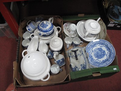 Lot 1034 - Burleigh Ware, Willow pattern teapot, Spode...