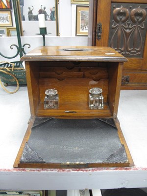 Lot 1455 - Edwardian Oak Stationary Box, with lift up lid...