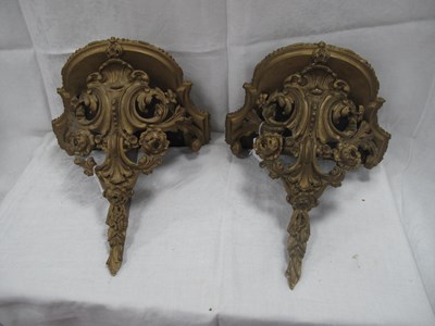 Lot 1459 - Pair of XIX Century Gesso Wall Brackets,...