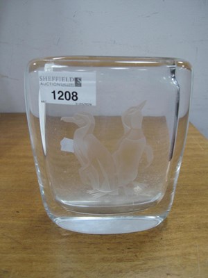 Lot 1208 - Scandinavian Glass Oval Vase, etched with...