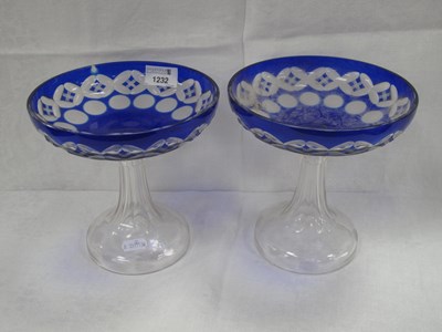 Lot 1232 - Pair of Glass Pedestal Bon Bon Dishes, each...