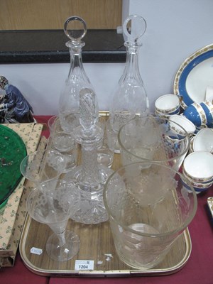 Lot 1204 - Vine Etched glasswa\re, including pair of...