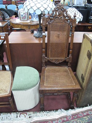 Lot 1594 - Oak Hall Chair, carved with scrolls, Bergeres...