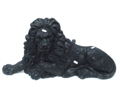 Lot 1323 - A Late XIX Century Cast Iron Recumbent Lion,...