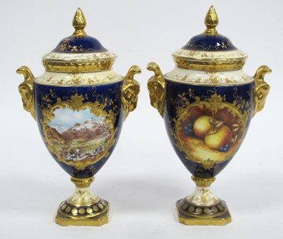 Lot 1135 - A Coalport Porcelain Vase and Cover, painted...