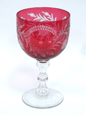 Lot 1036 - A Large Glass Goblet, dated 1875, the 'U'...