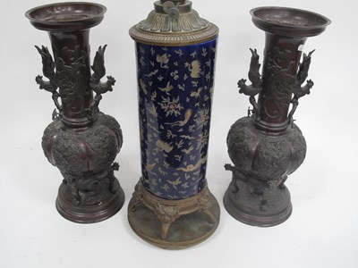 Lot 1184 - A Pair of Late XIX Century Japanese Speltre...