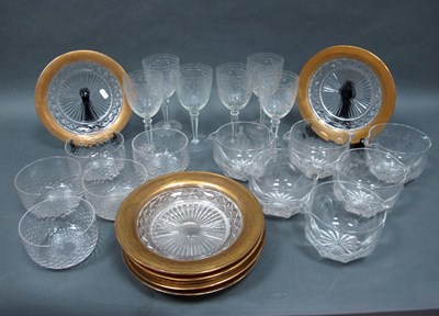 Lot 1029 - Seven Cut Glass Dessert Plates, with wide gilt...