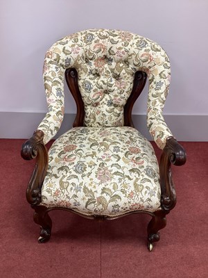 Lot 1488 - A XIX Century Rosewood Open Arm Armchair, with...