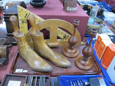 Lot 1395 - Helix Large Protractor, shoe trees, etc:- One...