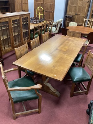 Lot 1497 - A Yorkshire Critters Dining Suite, the oak...