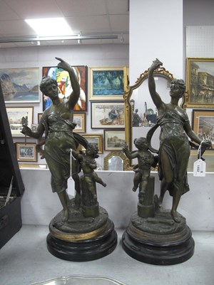 Lot 1452 - Pair of Spelter Femal Figures, circa 1900,...