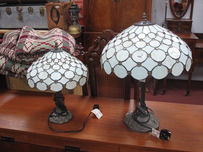 Lot 1600 - Two Tiffany Style Table Lamps, bronze effect,...