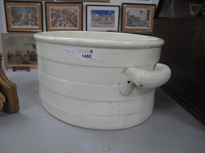 Lot 1460 - XIX Century Cream Claze Pottery Oval Footbath,...