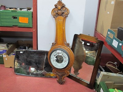 Lot 1574 - Late XIX Century Oak Wall Barometer, (damaged)....