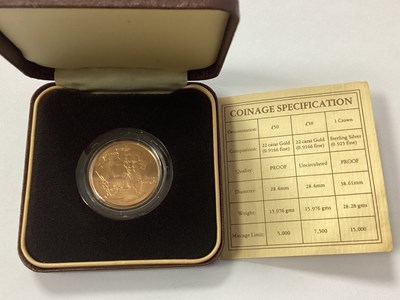 Lot 586 - 1980 Gibraltar Gold Proof £50 Coin, to...