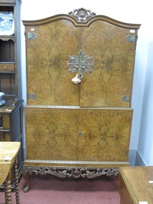 Lot 1626 - XX Century Walnut Cocktail Cabinet, with a...