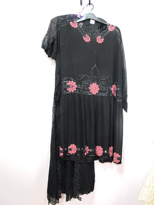 Lot 1403 - A 1920's Black Chiffon Cocktail Dress, with...