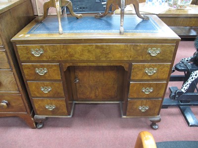 Lot 1616 - XX Century Walnut Kneehole Desk, with a...