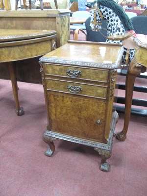 Lot 1609 - XX Century Walnut Bedside Chest, with a...