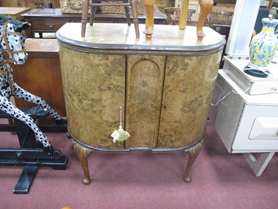 Lot 1619 - XX Century Walnut Bow Fronted Sideboard, with...