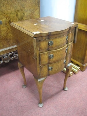 Lot 1625 - XX Century Walnut Serpentine Shaped Side Table,...