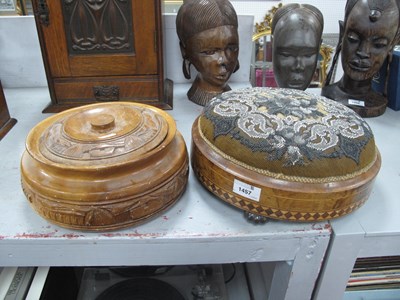 Lot 1457 - XIX Century Inlaid Walnut Circular Footstool,...