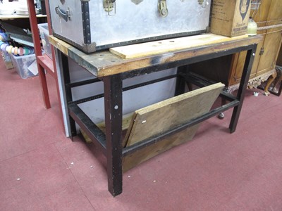 Lot 1575 - Iron Based Workshop Table, with four plank top,...