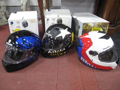 Lot 1169 - Motor Cycle Helmets, Shark (x 2) and BMW, all...