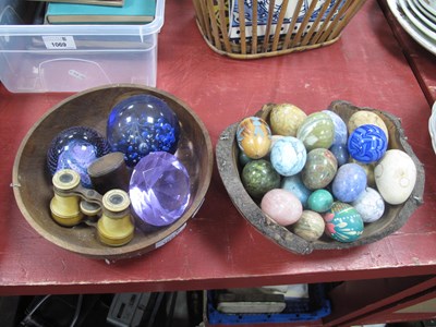 Lot 1071 - Mineral & Wooden Eggs, Caithness glass...