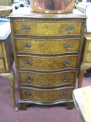 Lot 1652 - XX Century Walnut Serpentine Shaped Chest of...