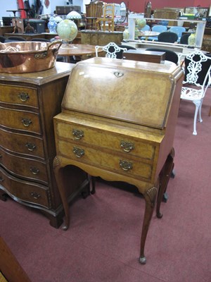 Lot 1654 - XX Century Walnut Bureau, with a cross banded...