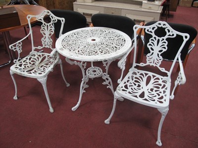 Lot 1633 - White Painted Aluminum Garden Table, with...