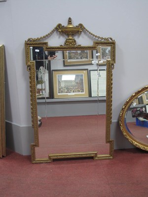 Lot 1512 - XX Century Gilt Wall Mirror Top, with vase and...