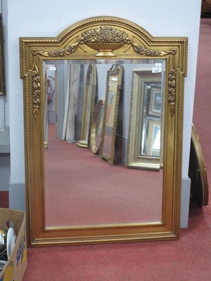 Lot 1541 - Gilt Wall Mirror, with an arched top, vase and...