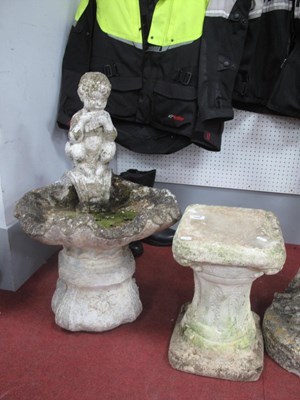 Lot 1560 - Reconstituted Stone Bird Bath, of a boy sat...