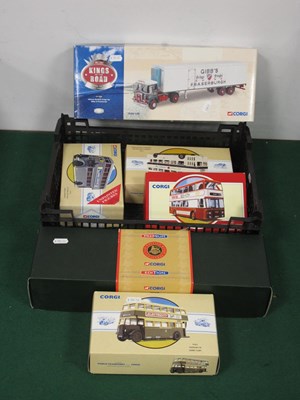 Lot 572 - Six Corgi Diecast Model Buses and Commercial...