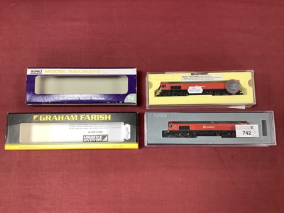 Lot 742 - Two 'N' Gauge /2mm Class 66 DB Rail Co-Co...