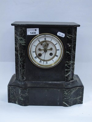 Lot 1430 - A XIX century black slate mantel clock with an...