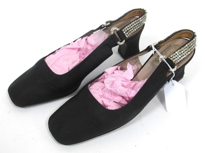 Lot 1410 - Dior; Black Silk Evening Shoes, with Louis...