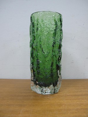 Lot 1262 - Whitefriars Olive Green Glass Bark Textured...